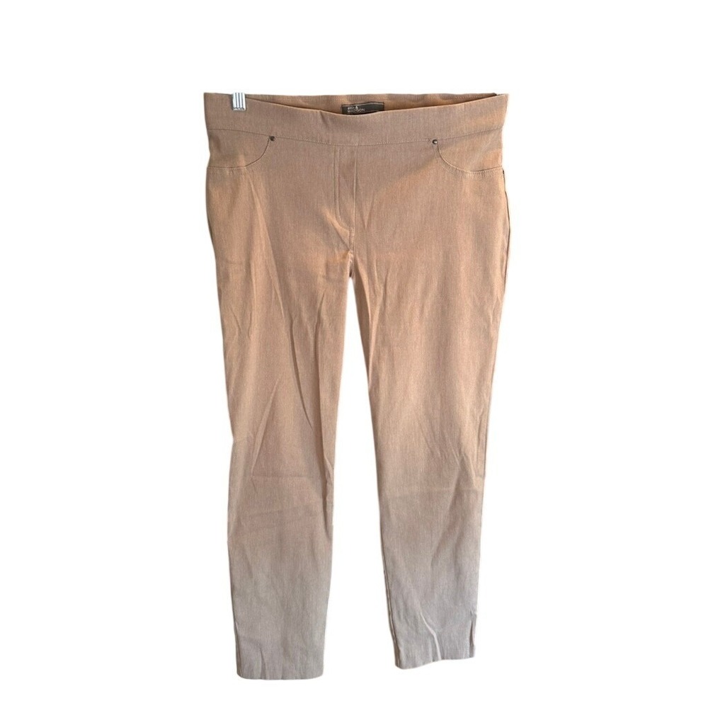 89th & Madison Womens Tan Pull On Stretch Pants Trousers Size Large Khaki Slim
